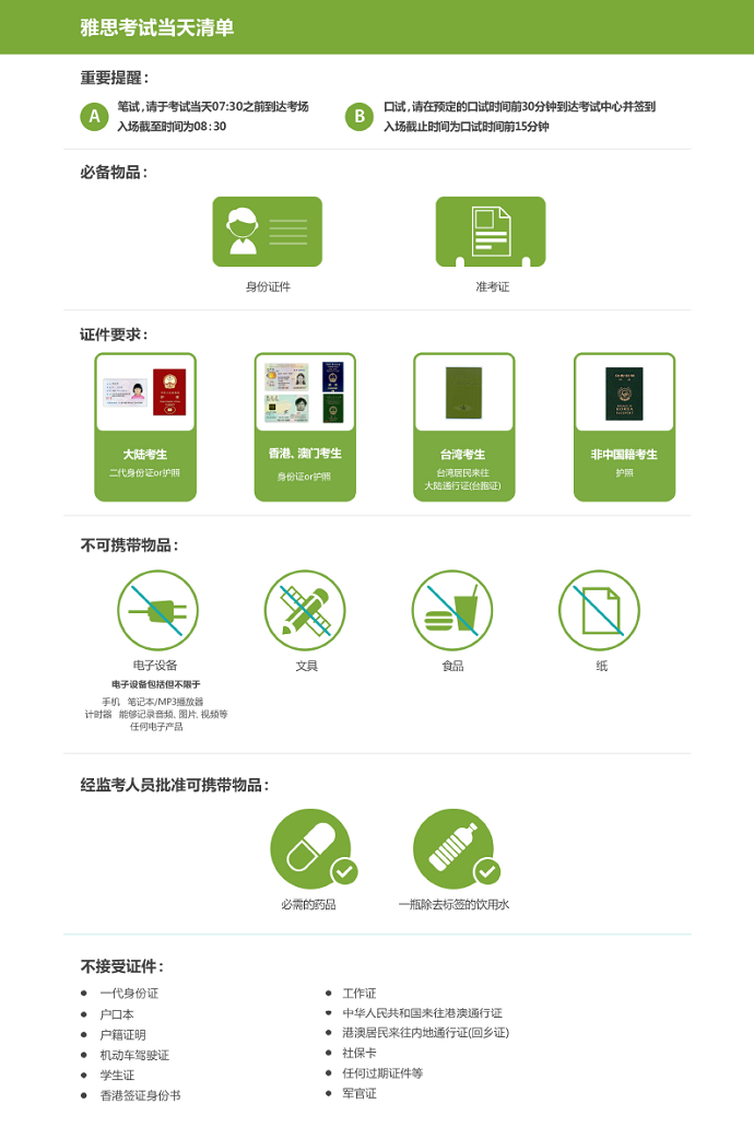 雅思机考要带什么-雅思机考考试清单