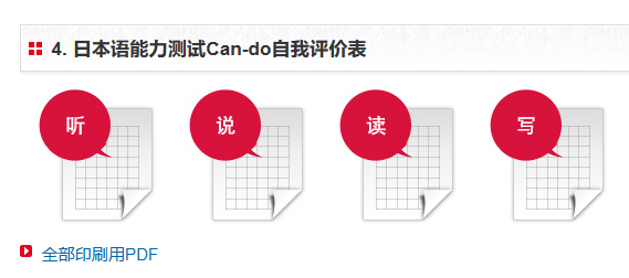 JLPT Can-do自我评价表内容