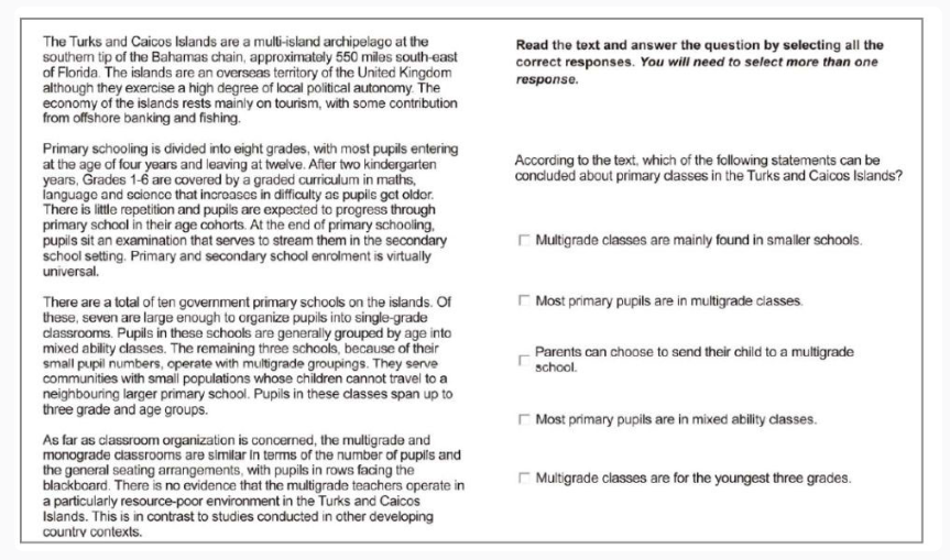 PTE Core多选题题型界面图