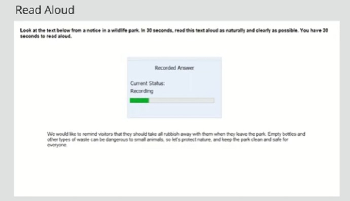 PTE Core朗读文本答题操作页面 PTE Core朗读文本答题操作页面