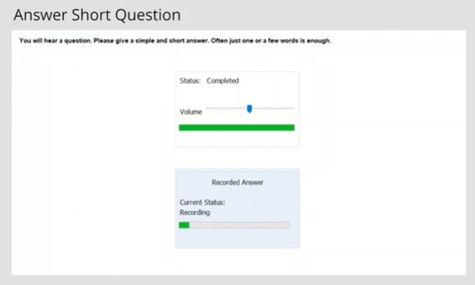 PTE Core回答短问题答题操作页面图