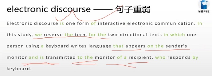 PTE口语RA题型Electronic discourse句子重弱讲解 PTE口语RA题型Electronic discourse句子重弱讲解