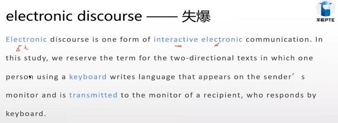 PTE口语RA题型Electronic discourse失爆分析 PTE口语RA题型Electronic discourse失爆分析