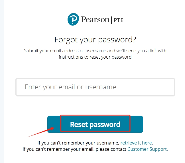PTE考试重置密码流程第四步