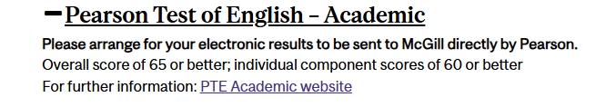 麦吉尔大学PTE成绩要求