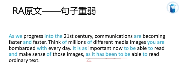 PTE口语RA预测Communication in 21st century句子重弱分析