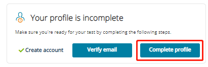 点击“Complete profile”，完善报考资料