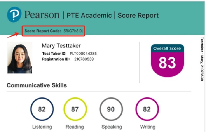 Score Report Code（个人成绩单代码）