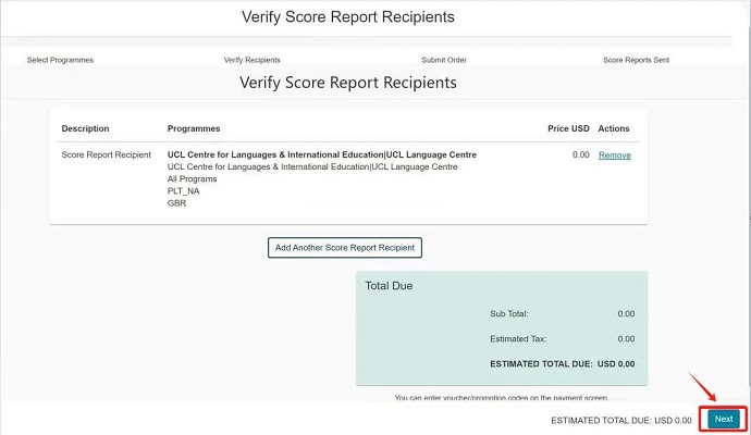 核对PTE成绩个人详细信息