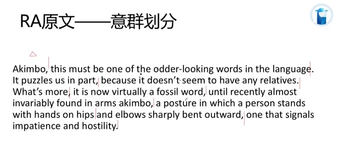 PTE口语RA例题Akimbo意群划分图