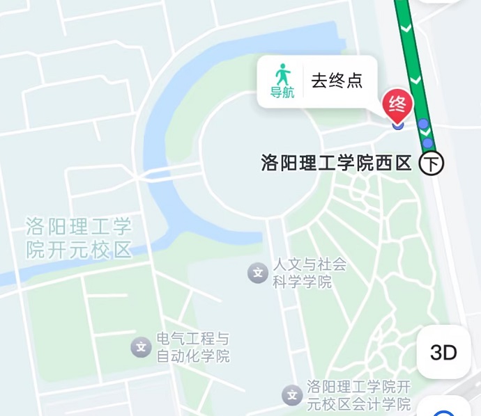 洛阳PTE考点-洛阳理工学院西区公交站步行路线