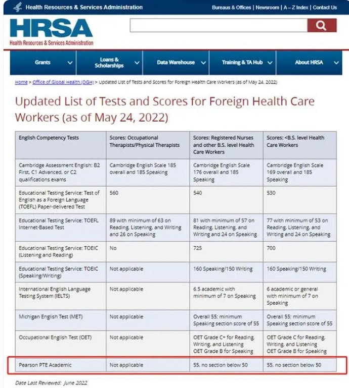 美国接受PTE用于外籍医疗照护人员要求