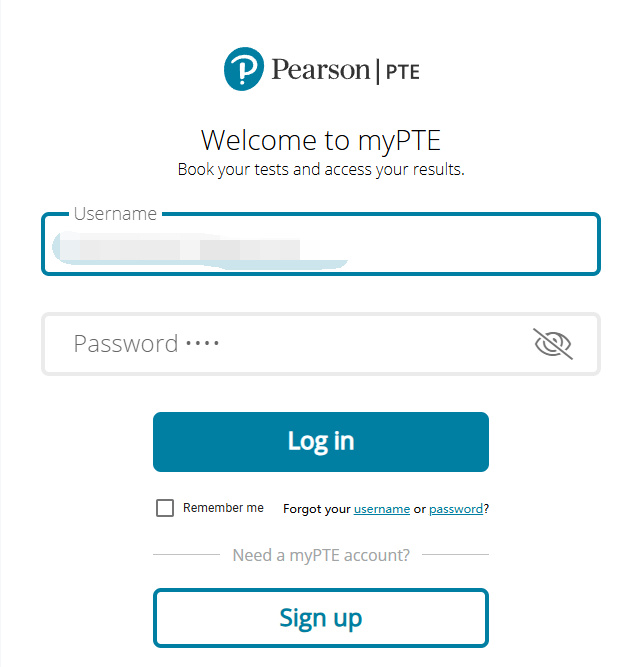 登录myPTE账号