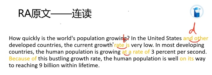 PTE口语RA例题Growth rate连读分析