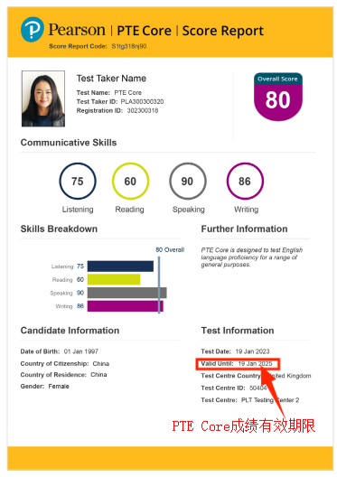 澳洲PTE Core成绩单有效期