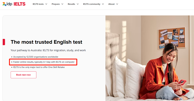 澳大利亚IDP雅思机考1天出成绩