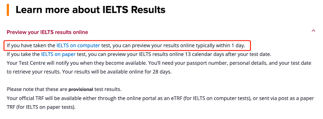 雅思官方宣布：雅思机考不到一天即可拿到成绩3