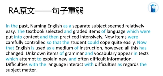 PTE口语RA例题English句子重弱分析