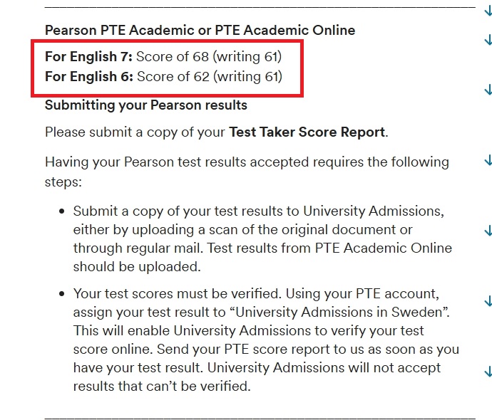 PTE留学瑞典大学要求