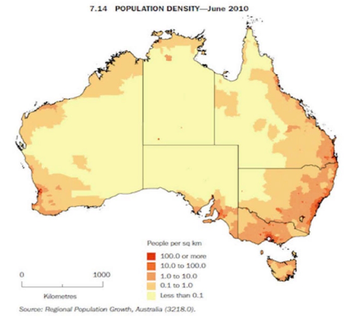 PTE口语DI例题Population density (June. 2010)提取关键内容分析示意图