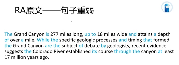 PTE口语RA例题The Grand Canyon句子重弱分析