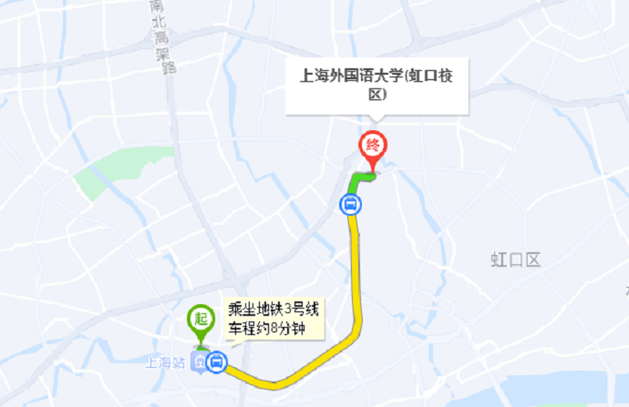 上海外国语大学JLPT考场路线图