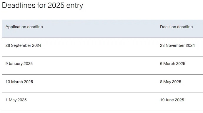 帝国理工学院2025秋季申请截止日期