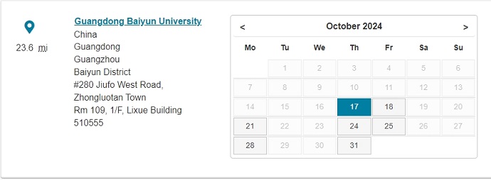 10月广州白云学院PTE考试日期