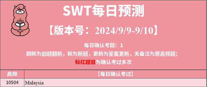 2024年9月9日PTE每日预测题更新