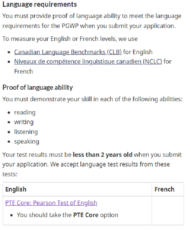 加拿大毕业工签PGWP新规来了 PTE Core成绩要求