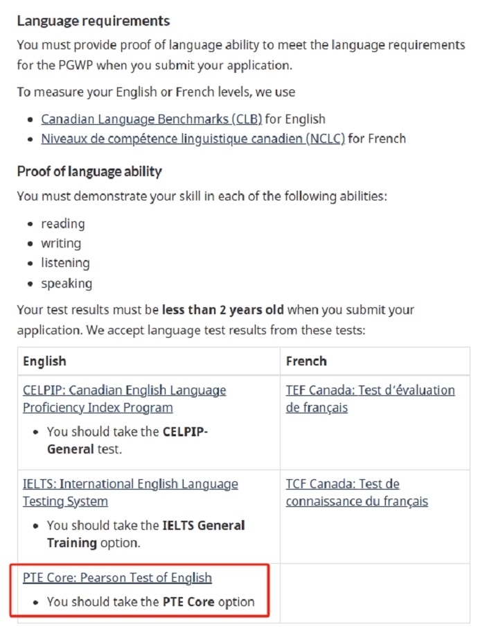 PTE Core助力加拿大毕业工签PGWP申请