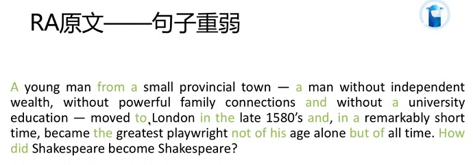 PTE口语RA例题How Shakespeare became Shakespeare中的重弱读分析