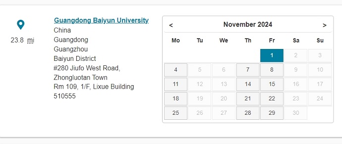 11月广州白云学院PTE考试日期