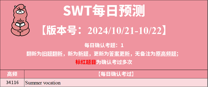 2024年10月21日PTE考试预测题每日更新