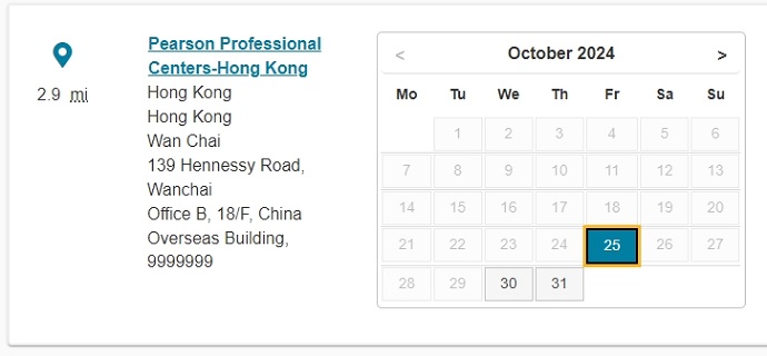 10月香港湾仔PTE考试时间