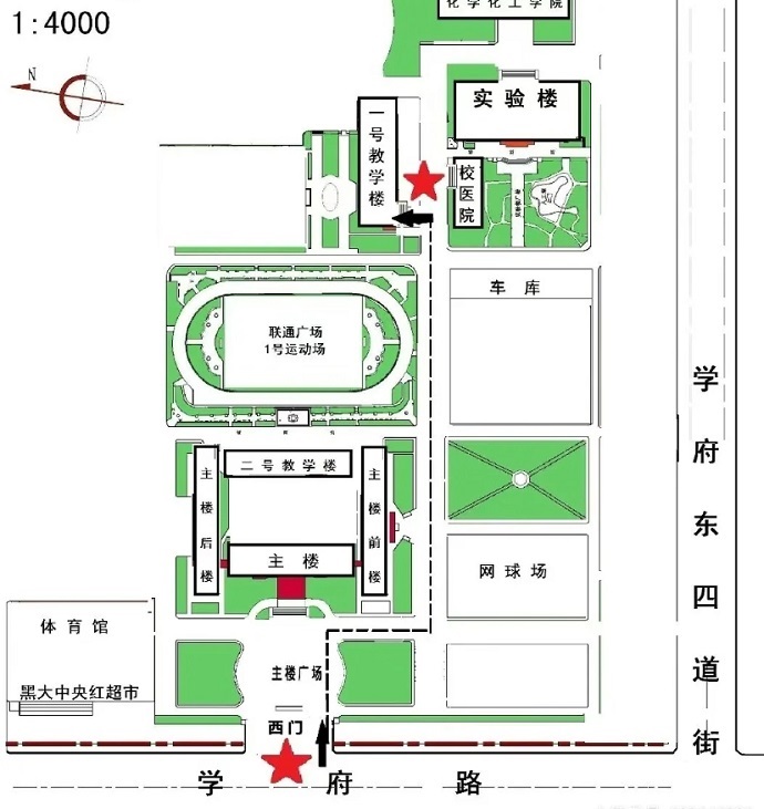 哈尔滨PTE考点的入校平面路线