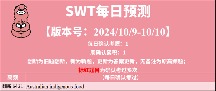 2024年10月9日的PTE考试预测题每日更新