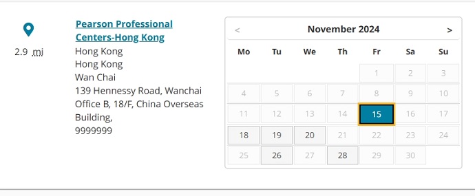 11月香港湾仔PTE考试时间