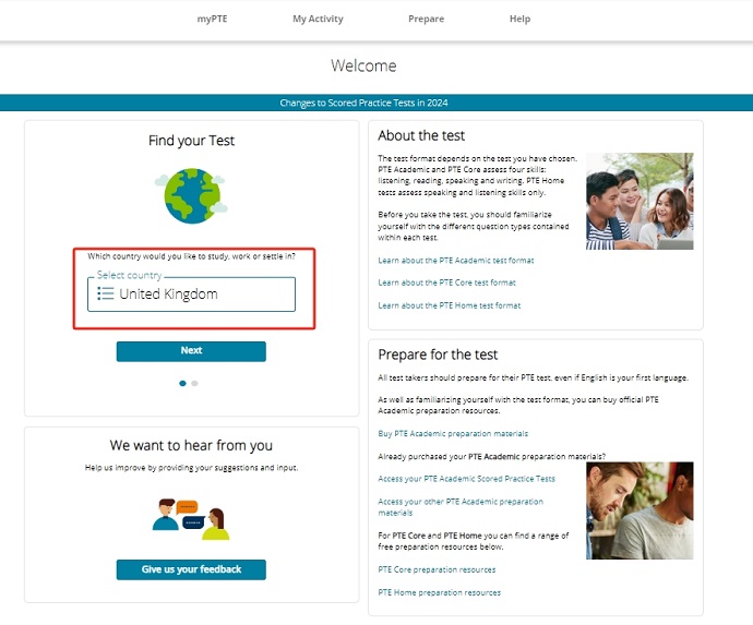 PTE报名选择考试国家