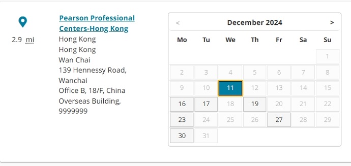 2024年12月香港湾仔PTE考试时间