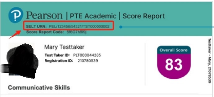 PTE UKVI考试SELT URN标号