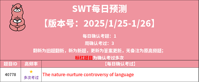 2025年1月25日PTE每日预测题更新 